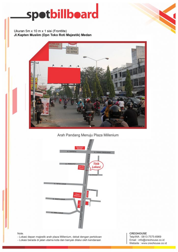Spot Billboard Jl.Kapten Muslim Arah Ke Plaza Millenium - Medan