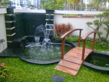 Desain taman kolam air mancur